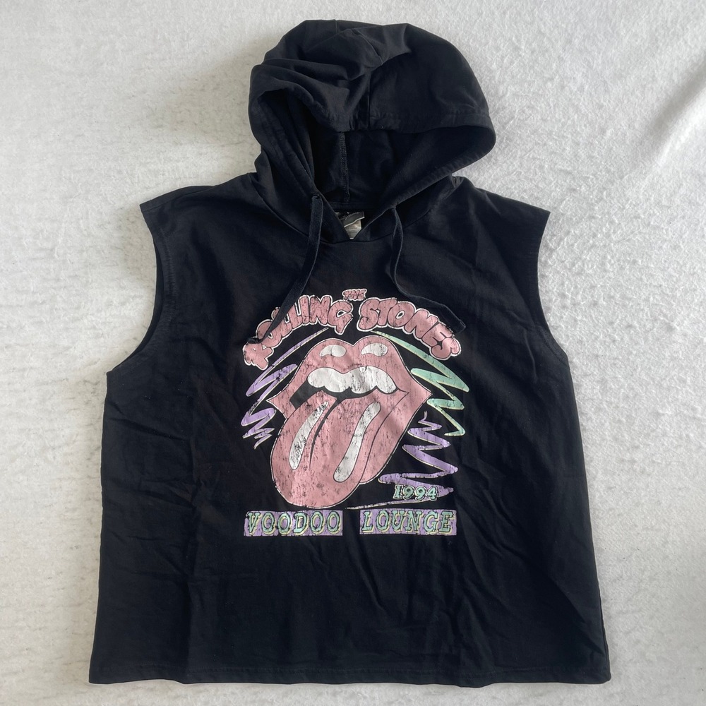 The Rolling Stones Sleeveless Hoodie XL Black 1994 Voodoo Lounge Graphic Tank